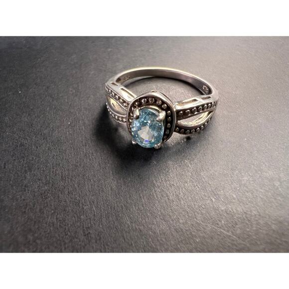 Blue topaz sterling silver ring size 9 - Picture 4 of 16